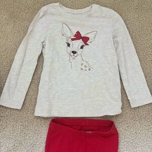 🦌 Cat & Jack Reindeer Tee & Leggings Set (5T) ❤️